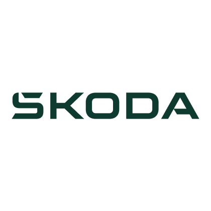Skoda brand name text logo in dark green on a transparent background.