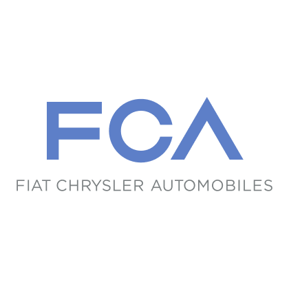 FCA logo in blue with the grey text Fiat Chrysler Automobiles below it.