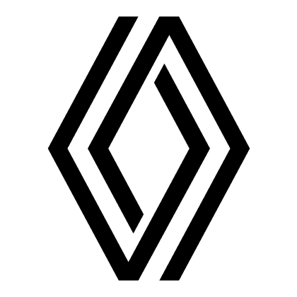 Renault logo in black and white featuring a diamond shape with overlapping lines.