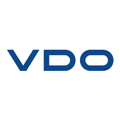 VDO company logo in blue letters on a transparent background.