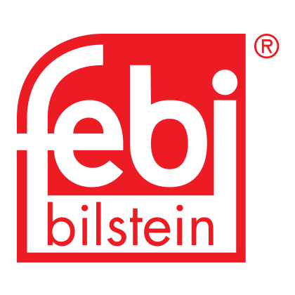 Logo with white text 'febi bilstein' in a red rounded square with registered trademark symbol.