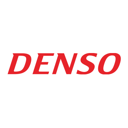 DENSO company logo in red italic uppercase letters on a transparent background.
