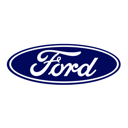 Ford brand logo with white text on blue background oval.