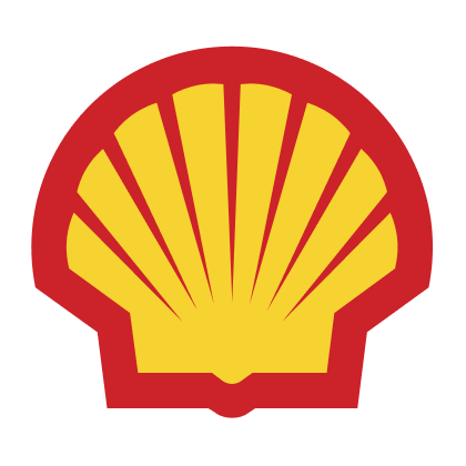 Shell company logo showing a stylized yellow scallop shell in a red border.