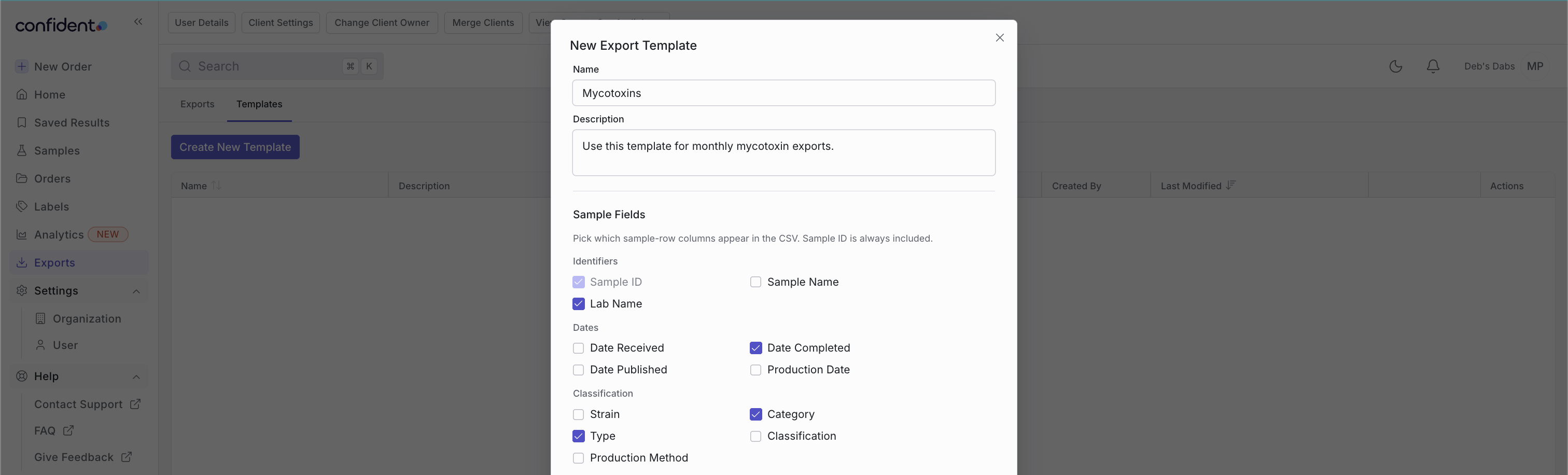 Configurable CSV export templates for Client Pro