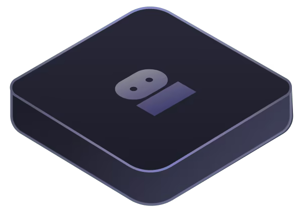 Dark square device with rounded corners featuring a simple webcam icon on top.