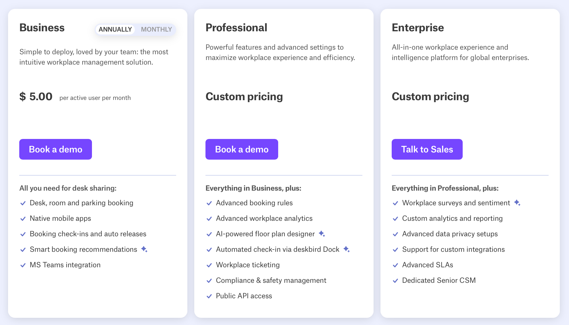 deskbird pricing