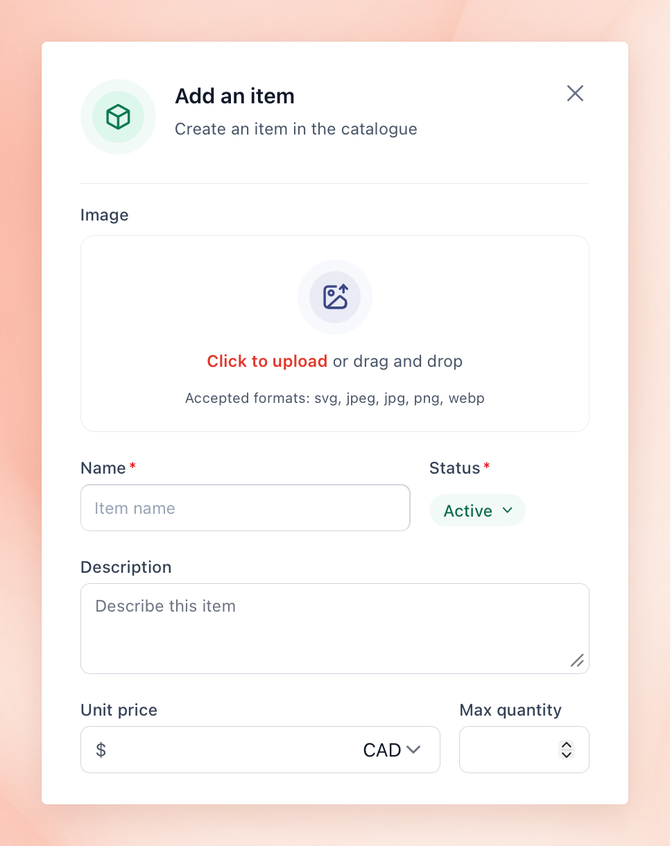 Adding a service catalog item 