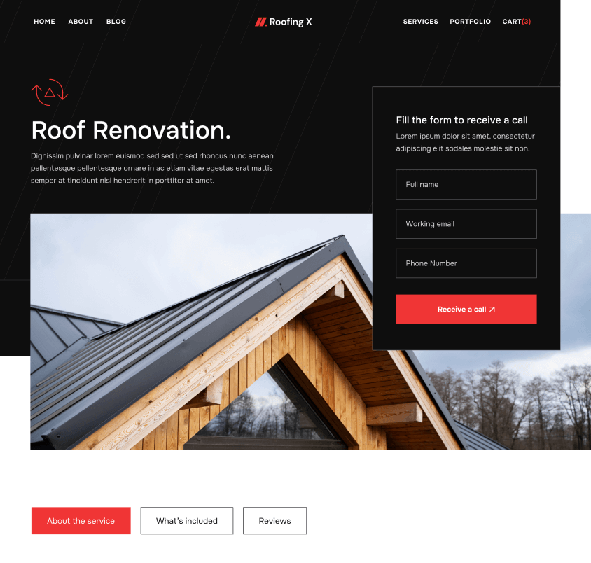Single Service Hero - Roofing X Webflow Template