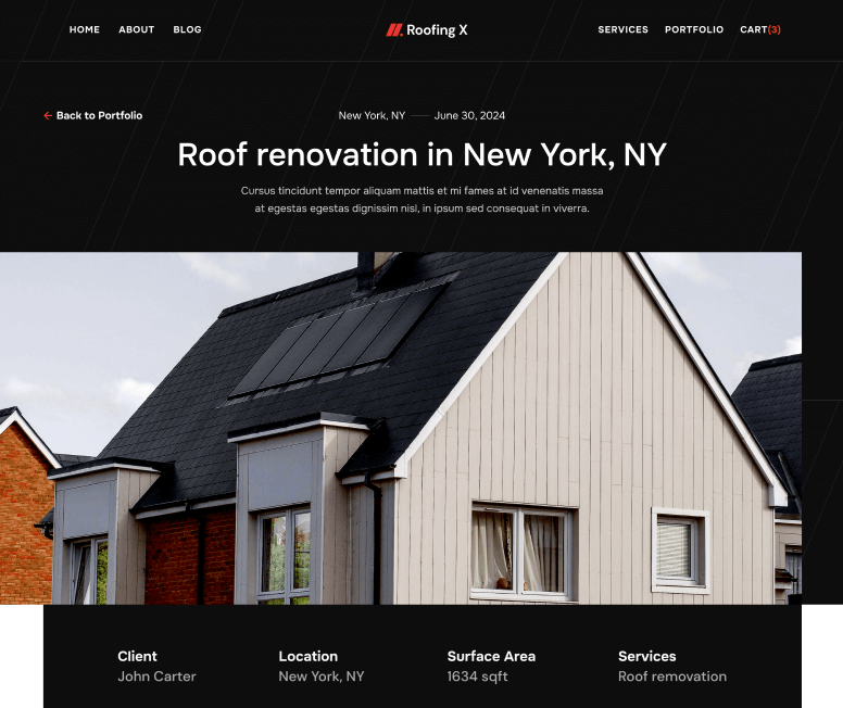 Single Project Main - Roofing X Webflow Template