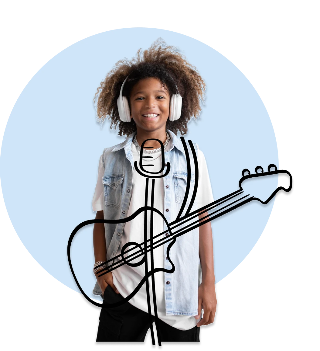 A teen imagining being a musician