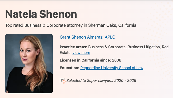 Congratulations to Natela Shenon on Her 2026 Super Lawyers Recognition