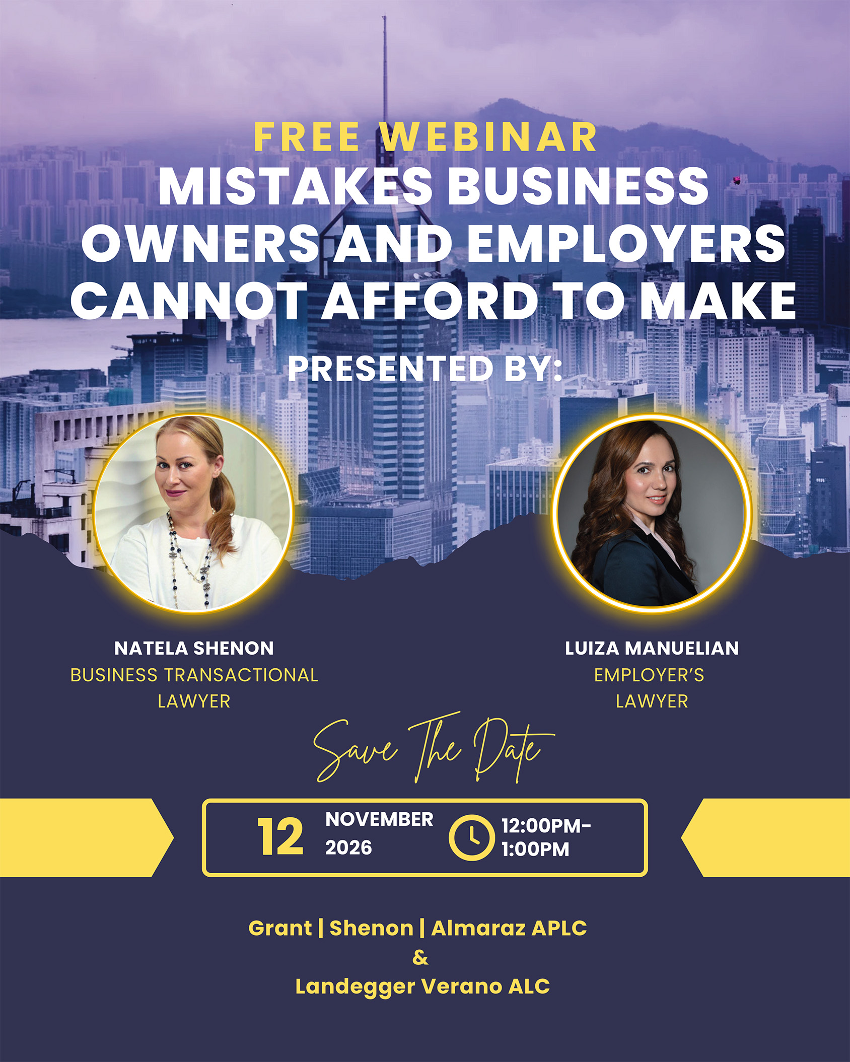 Save the Date: “Mistakes Business Owners and Employers Cannot Afford to Make”