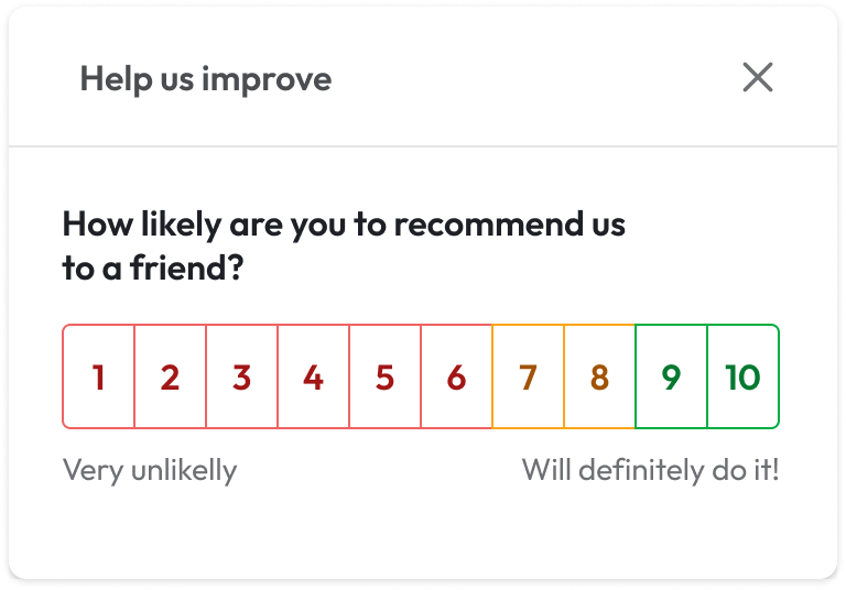 Example of survey with 1-10 rating