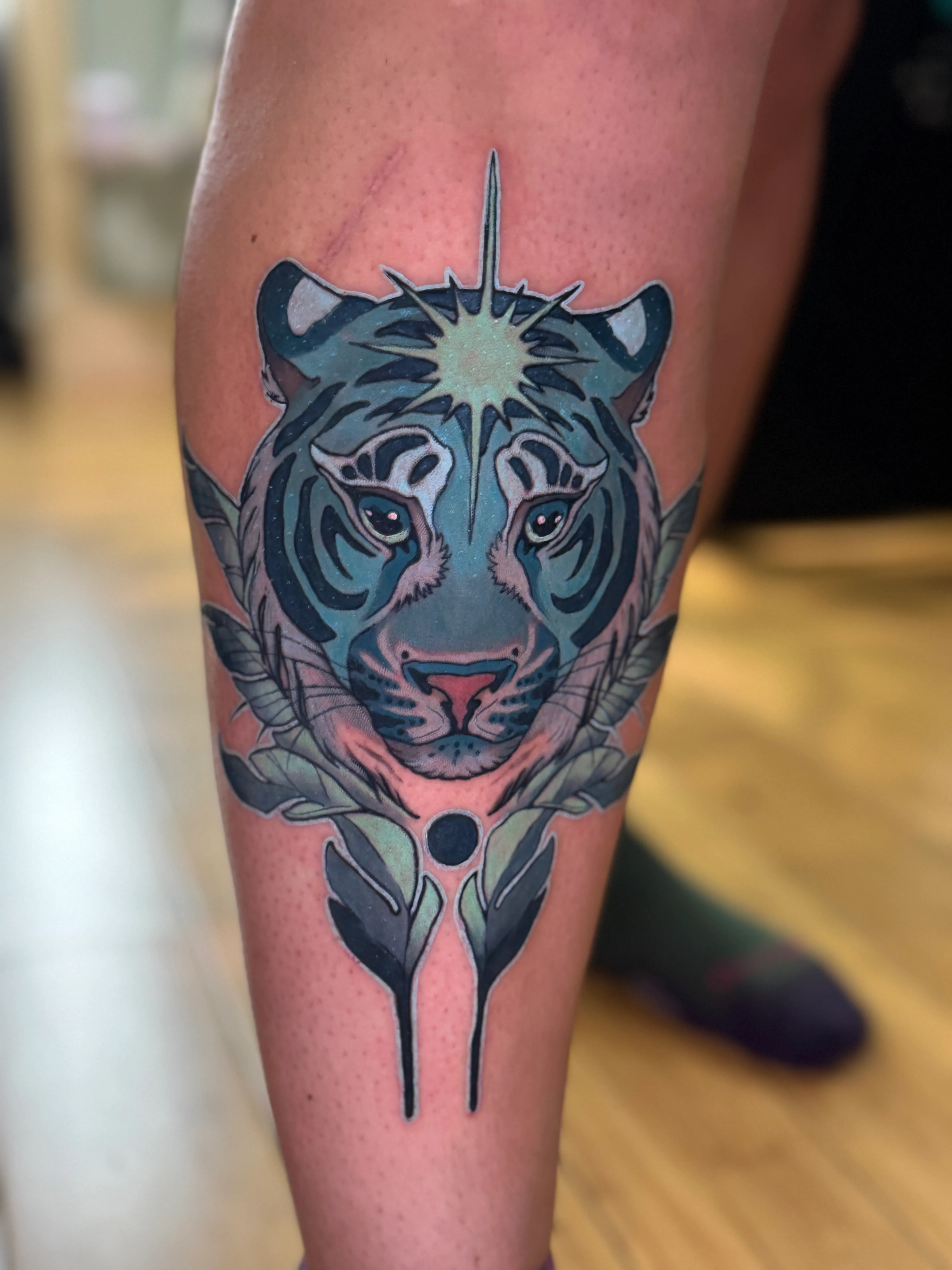 Monochrome Blue Sun Tiger