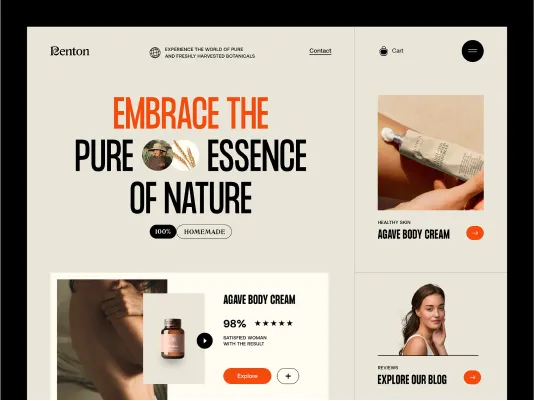 A website design for a skin care company.