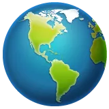 A blue and green globe with a white background.