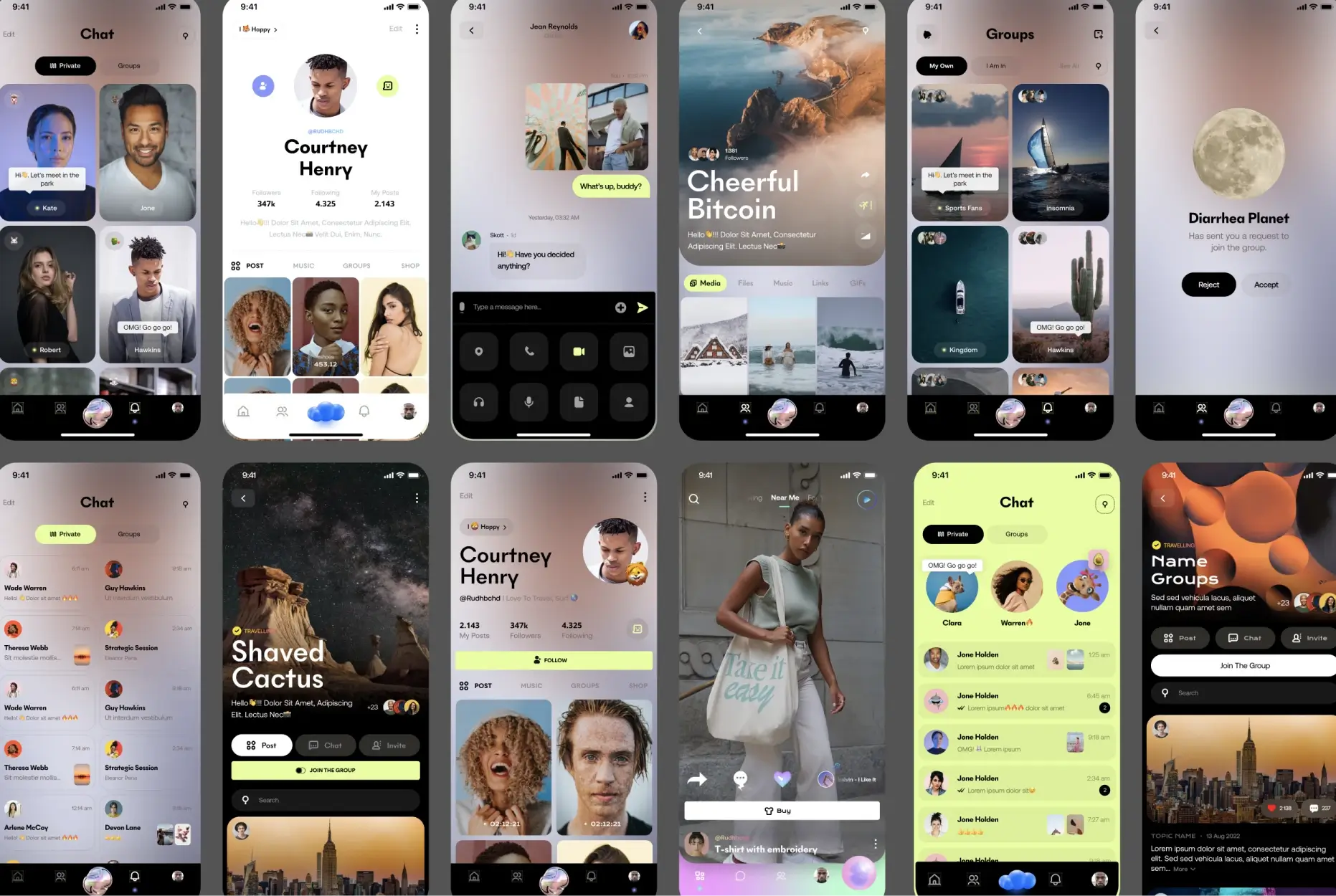 A collage of photos of people on their cell phones.