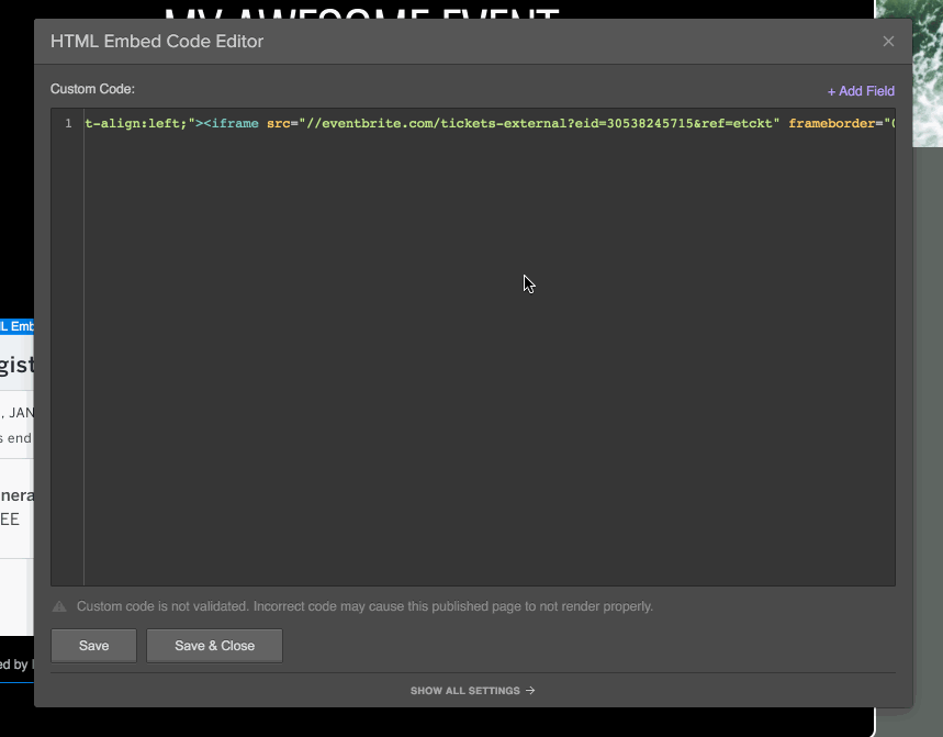 Replace the event ID with the field in your CMS to create new event widgets for each item in your CMS.