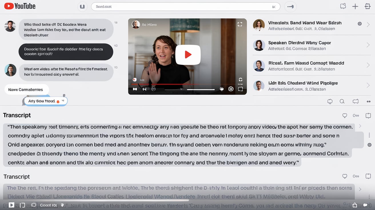 A screenshot or graphic visually representing YouTube video transcripts.