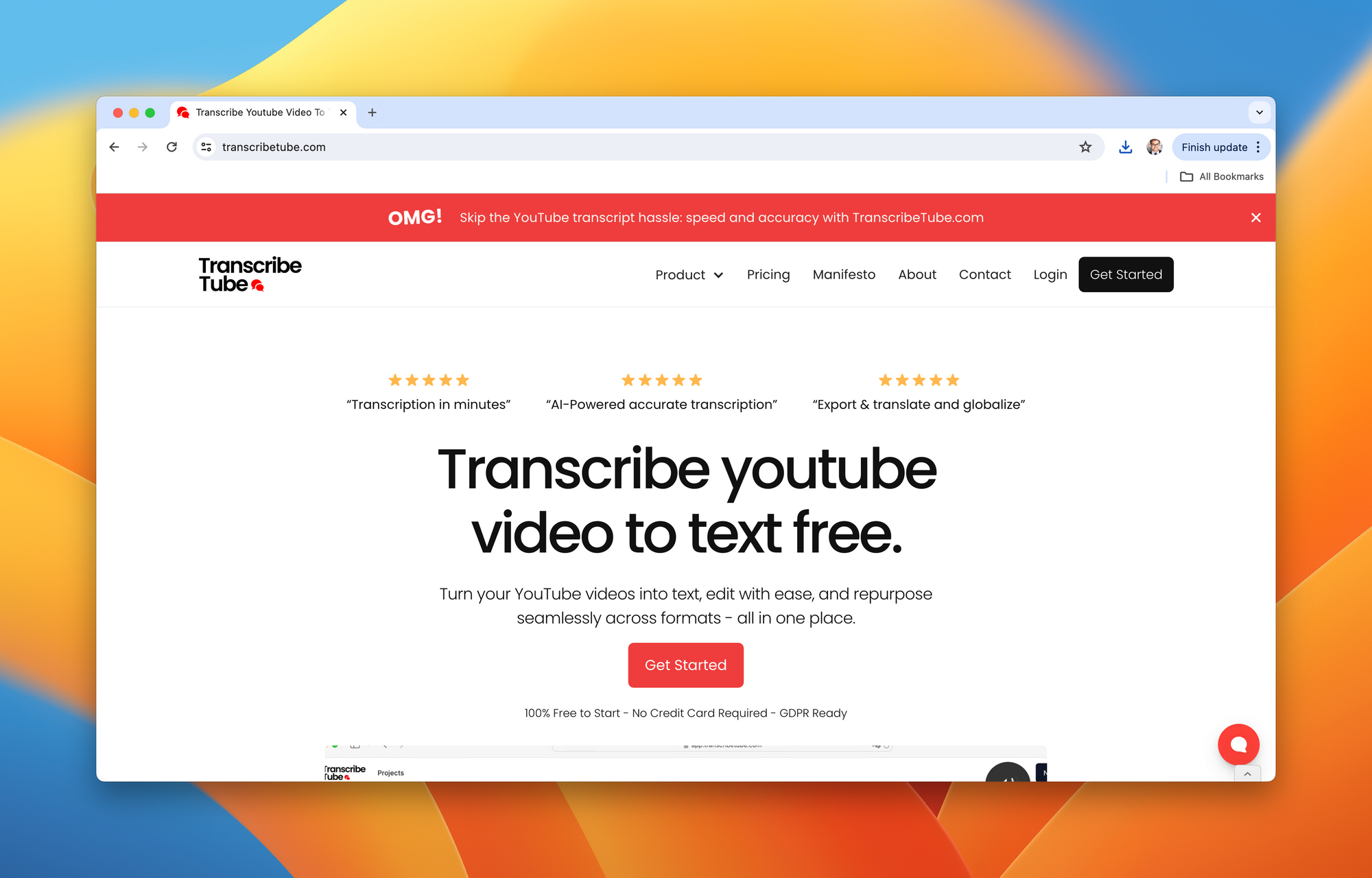 transcribetube homepage