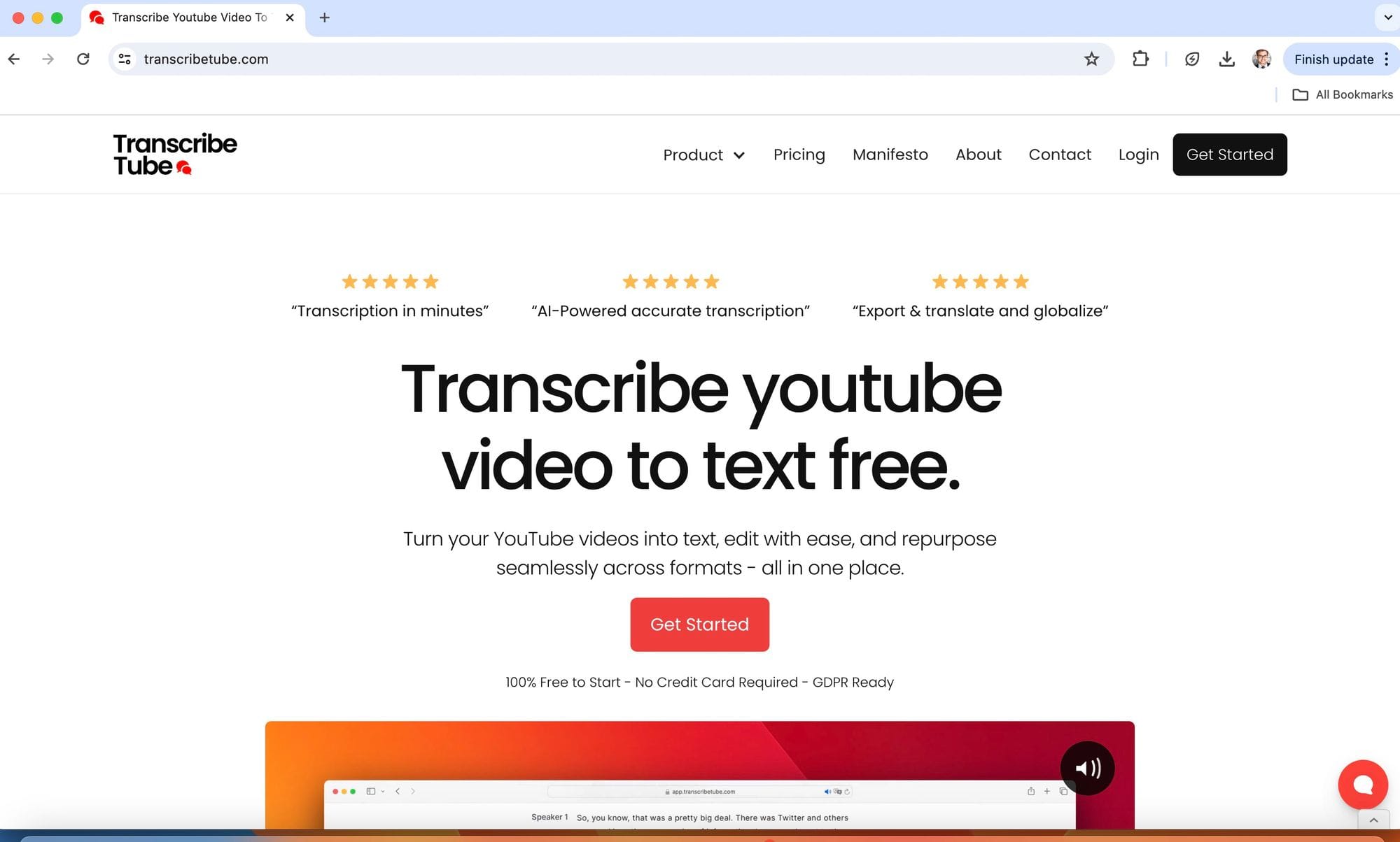 transcribetube homepage