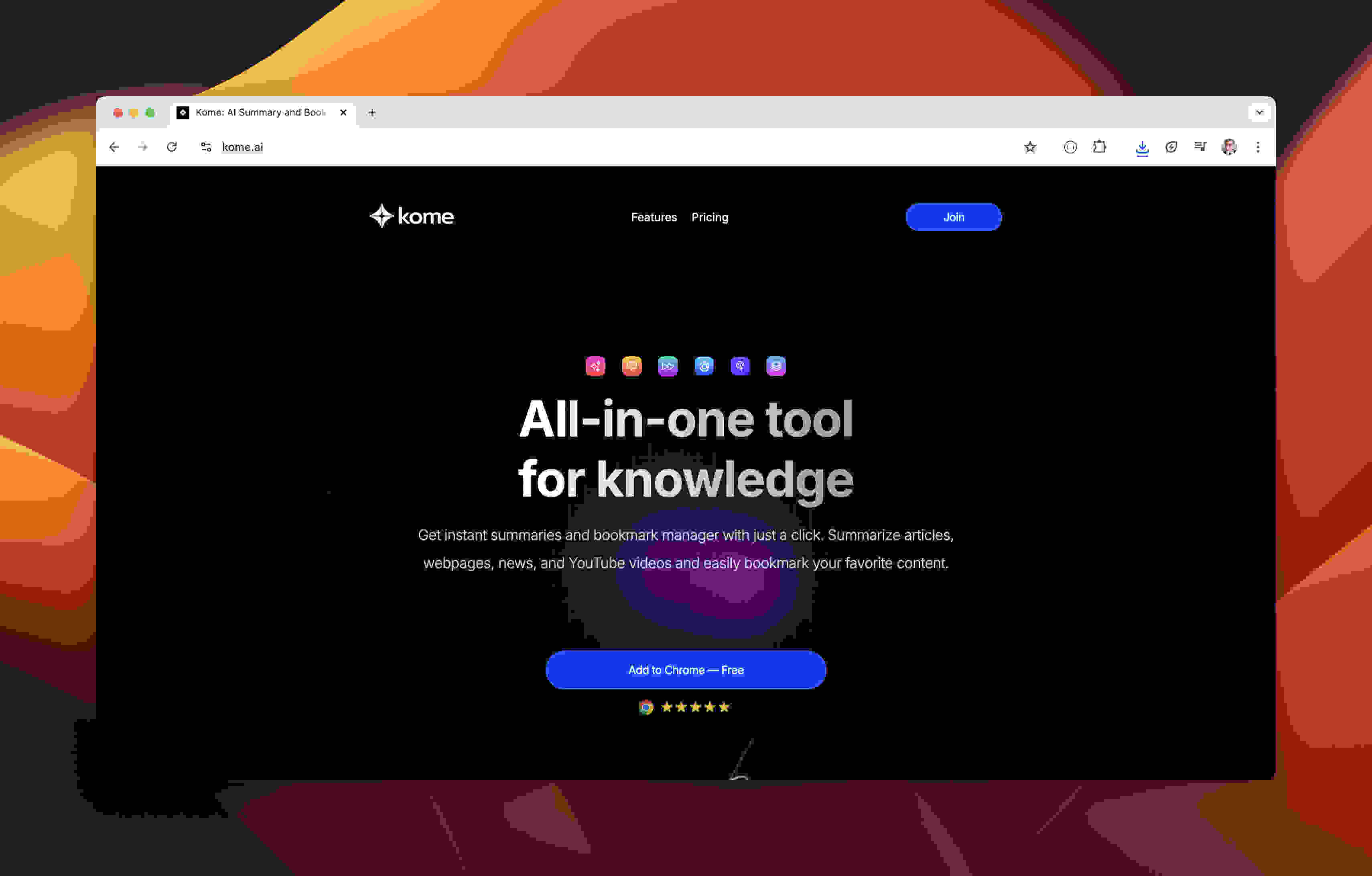 Kome.ai homepage for free transcription tools