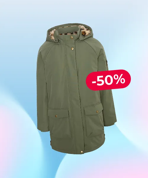-50% Khaki Animal Faux Fur Lined Parka Coat 