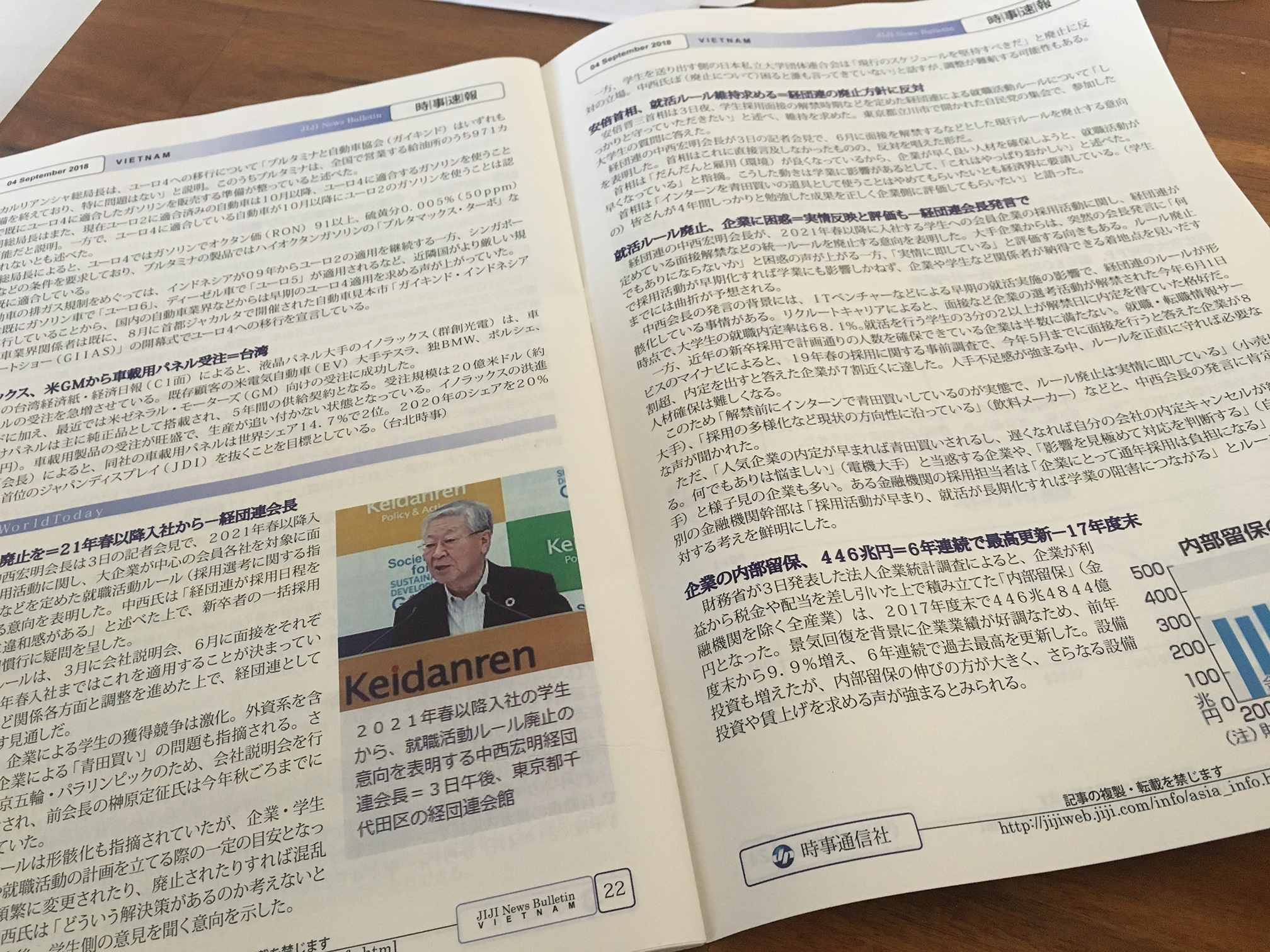 A sample of Jiji Press' news.