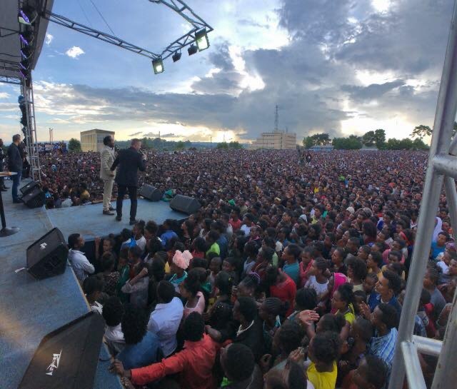 Crowd at an evangelistic campaign