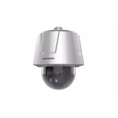 Hikvision white dome security camera with a black transparent lower section.