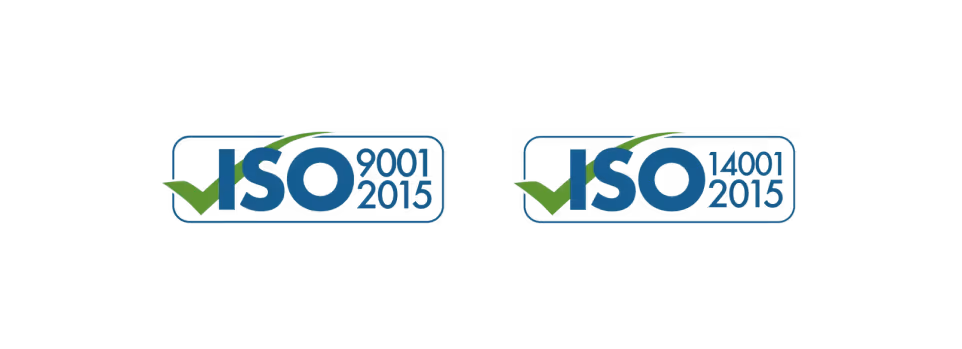 ISO 9001 and 14001 certified labels