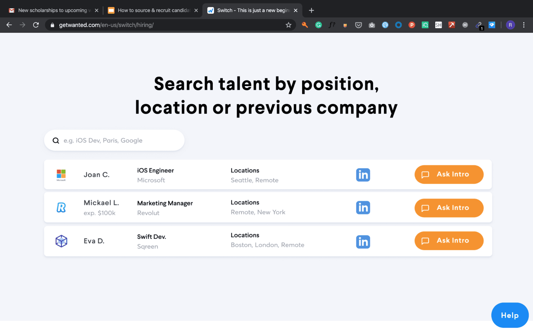 Switch marketplace can connect you to companies that are still hiring