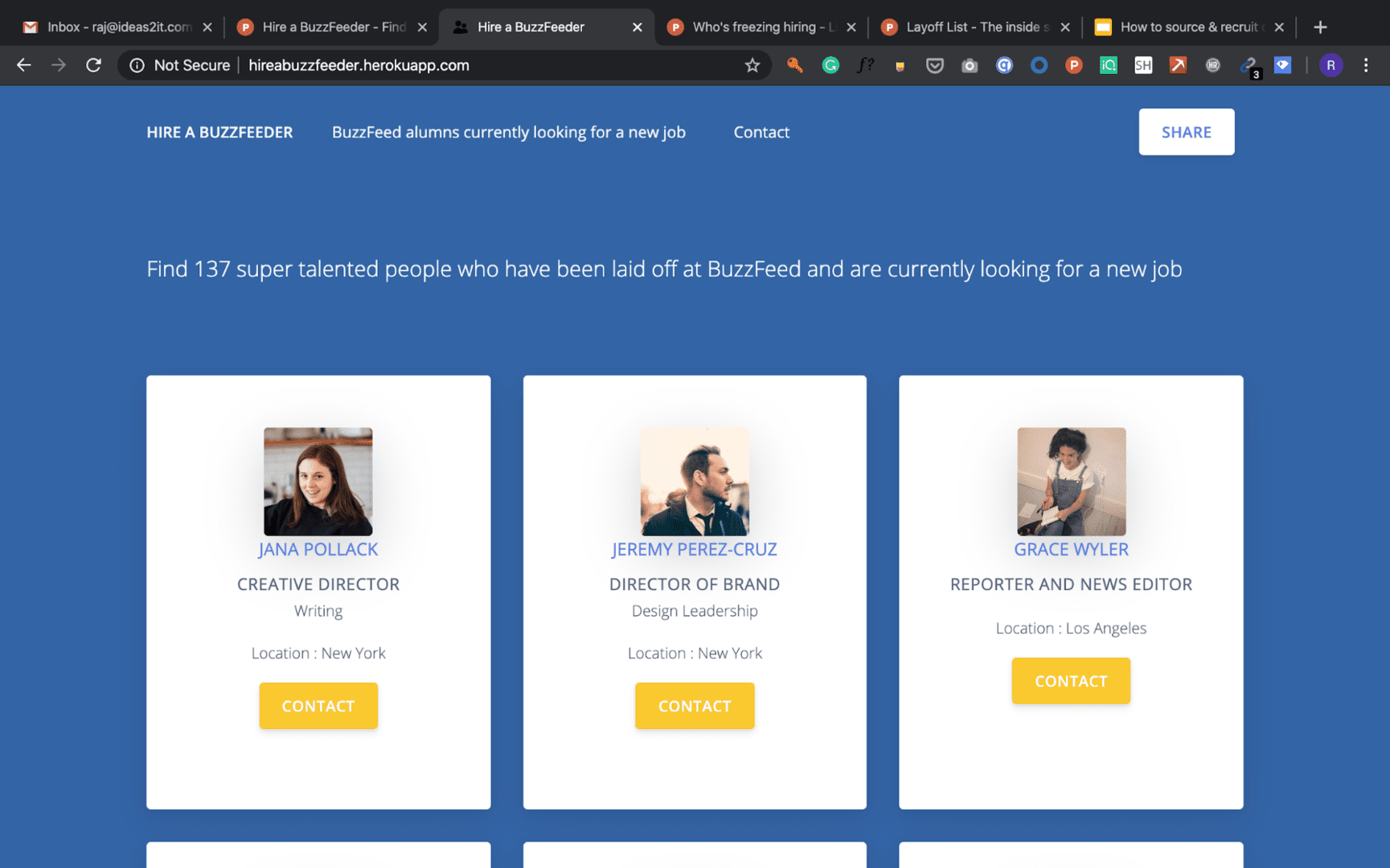 public webpages which give details about layoffs