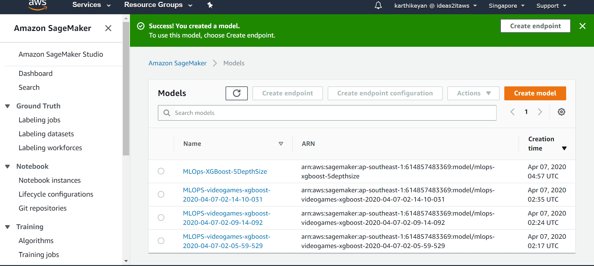 training job to be deployed