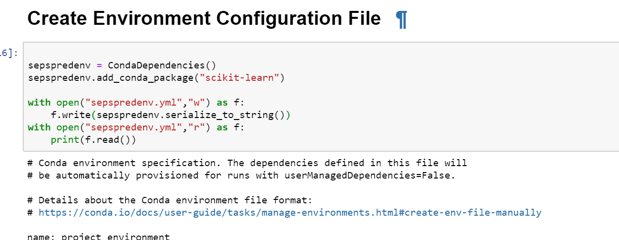 create environment configuration file