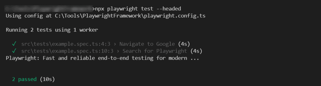 Executing Playwright test in headed mode with Chrome browser