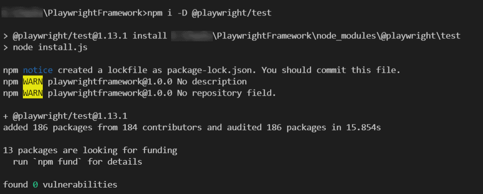 Terminal command to install Playwright Test runner: npm i -D @playwright/test