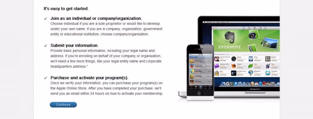Continue -iOS developer program