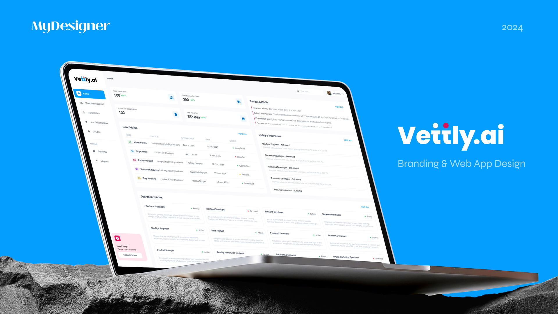 Availbl web app UI design work done by MyDesigner