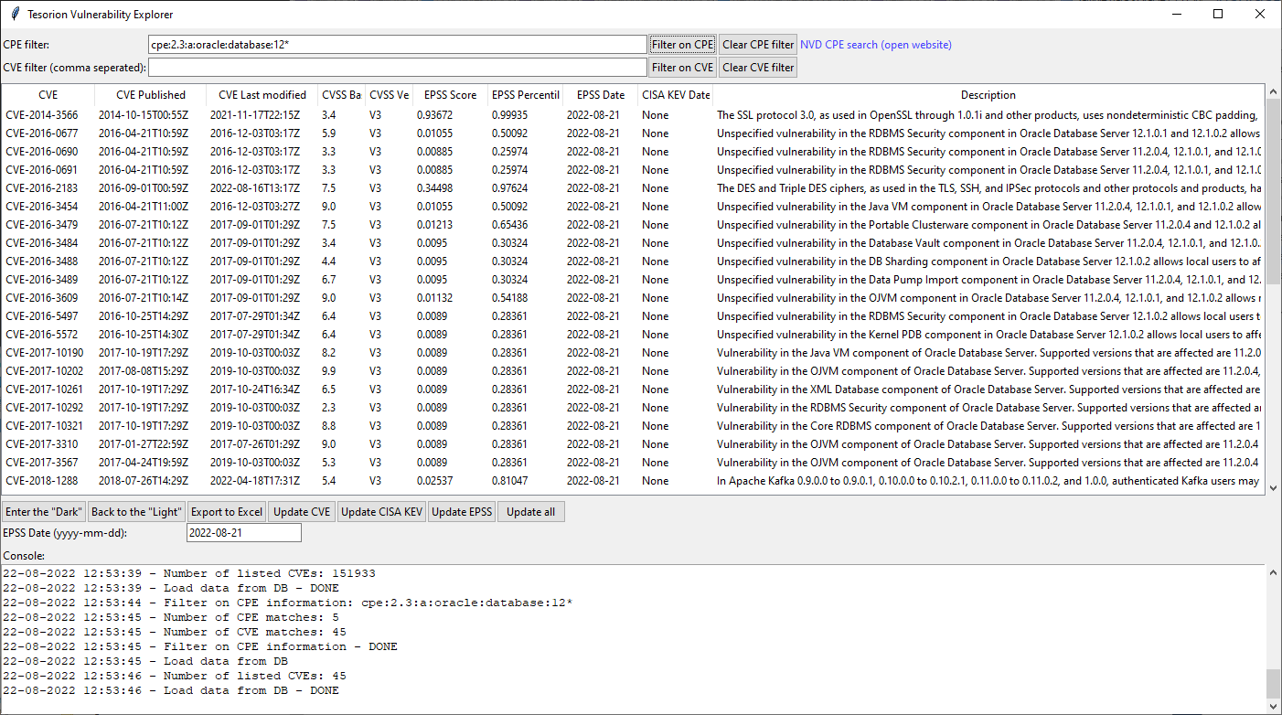 Tesorion Vulnerability Explorer powered by EPSS 