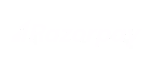 Razorpay logo with stylized icon and text on black background.