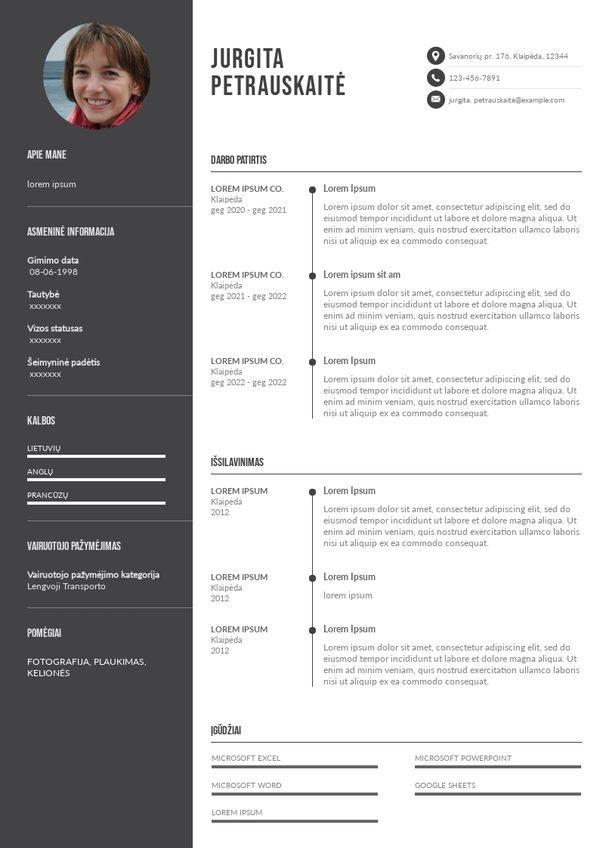socialinio darbuotojo CV