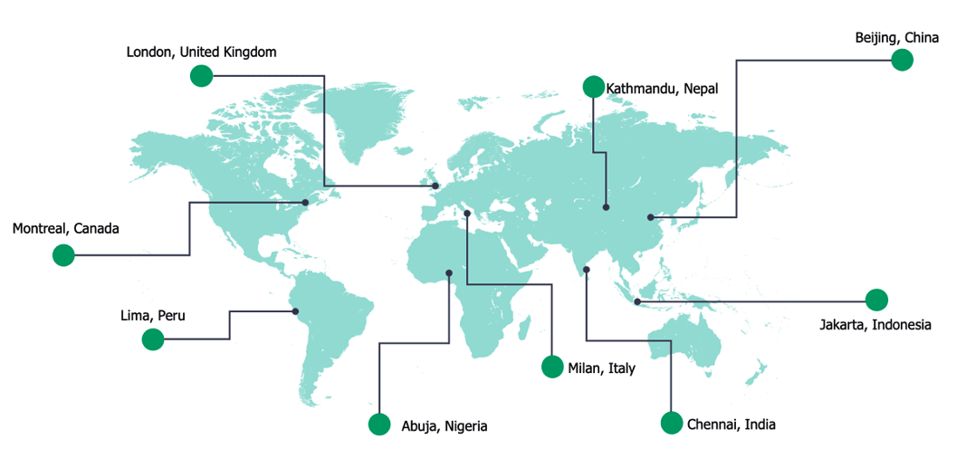 Map displaying the locations of IHA's regional offices