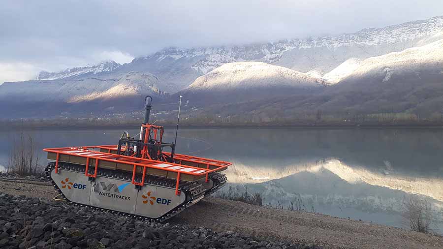 The Nessie robot by EDF and Watertracks getting ready for a dredging operation