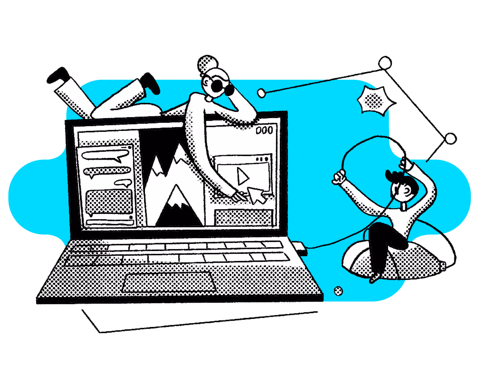 Illustration of stylized UX elements