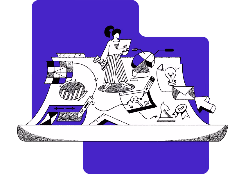 Illustration of person climbing a UX hill