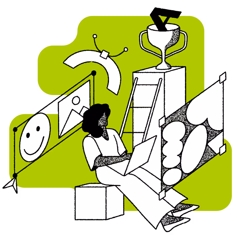 Illustration of stylized UX elements