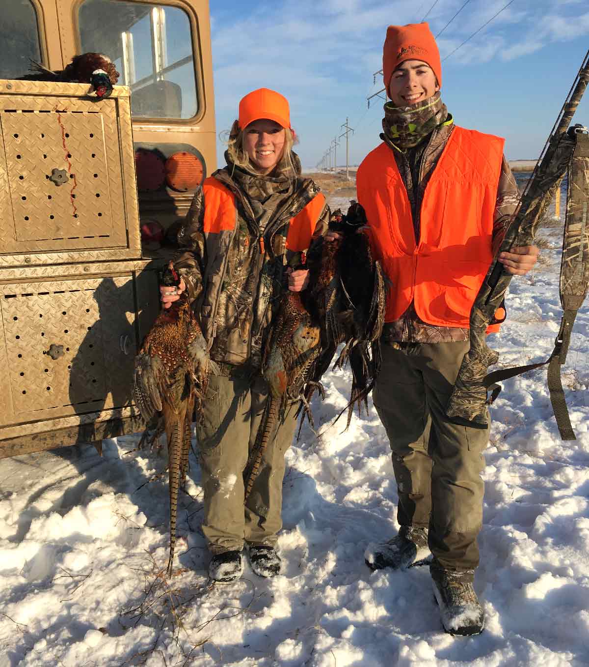 youth hunters in winter