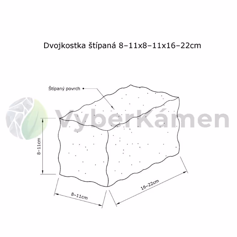 kostky z přírodního kamene (výkres) žula, dvojkostka